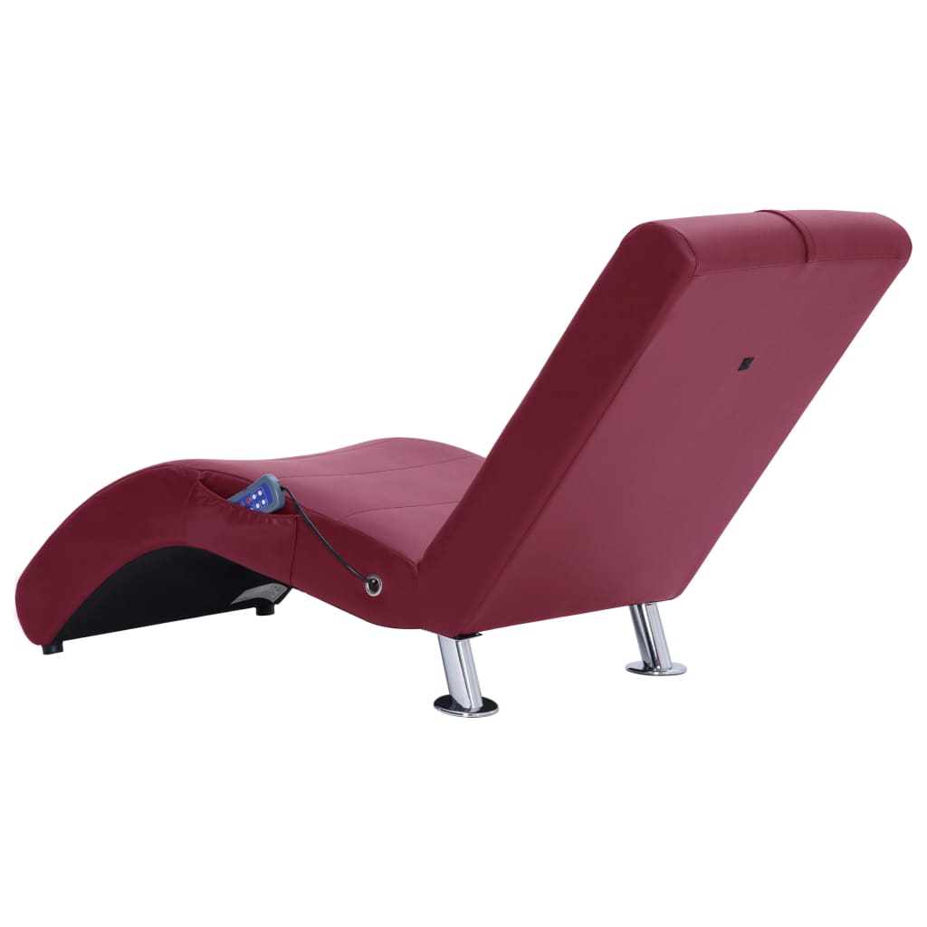 Chaise longue massagem + almofada couro artif. vermelho tinto - Image 5