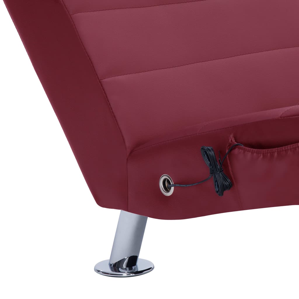Chaise longue massagem + almofada couro artif. vermelho tinto - Image 7