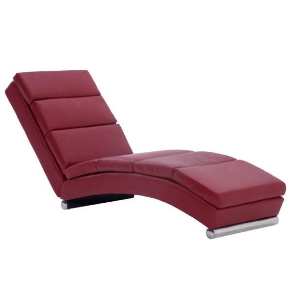 Chaise longue couro artificial vermelho tinto - Image 2
