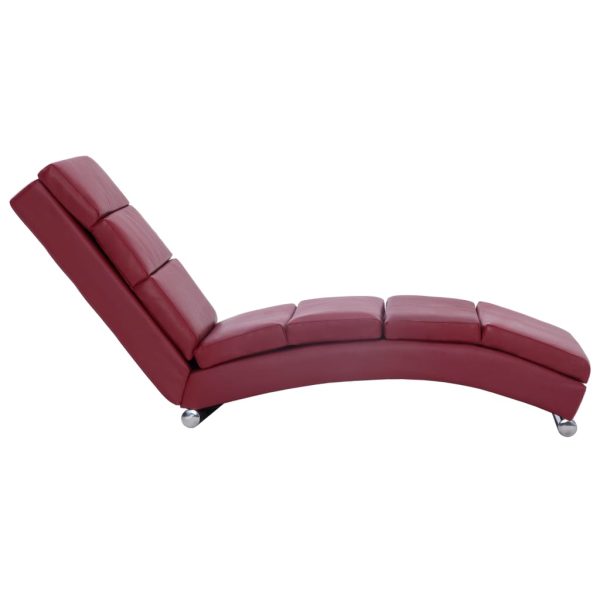 Chaise longue couro artificial vermelho tinto - Image 3