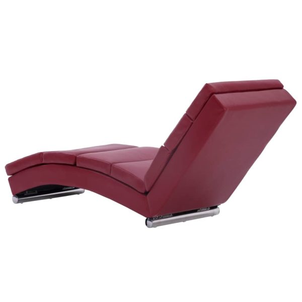 Chaise longue couro artificial vermelho tinto - Image 4