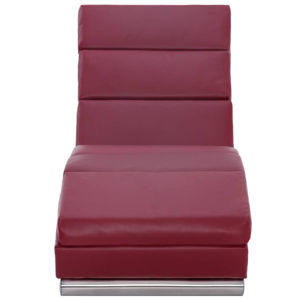 Chaise longue couro artificial vermelho tinto - Image 5