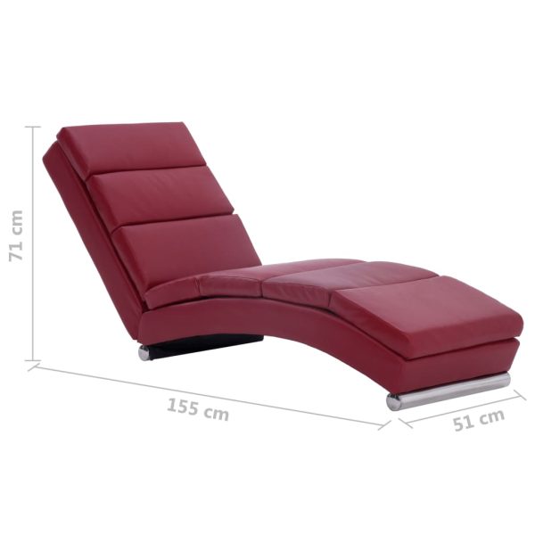 Chaise longue couro artificial vermelho tinto - Image 8