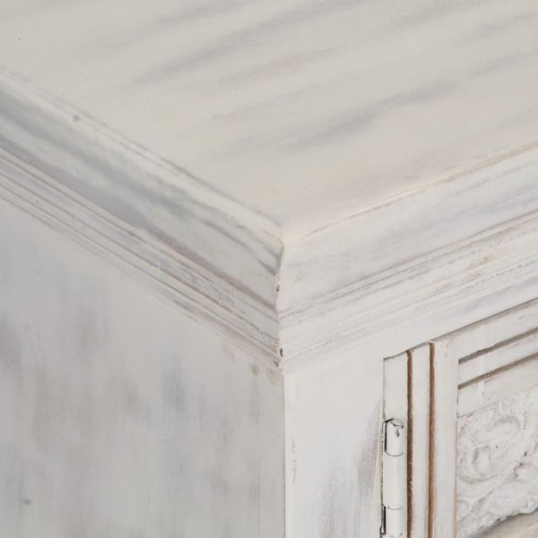 Móvel de TV 120x30x40 cm madeira de mangueira maciça branco - Image 7