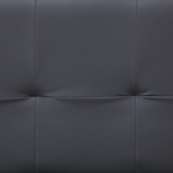 Sofá-cama com 2 almofadas couro artificial cinzento - Image 10