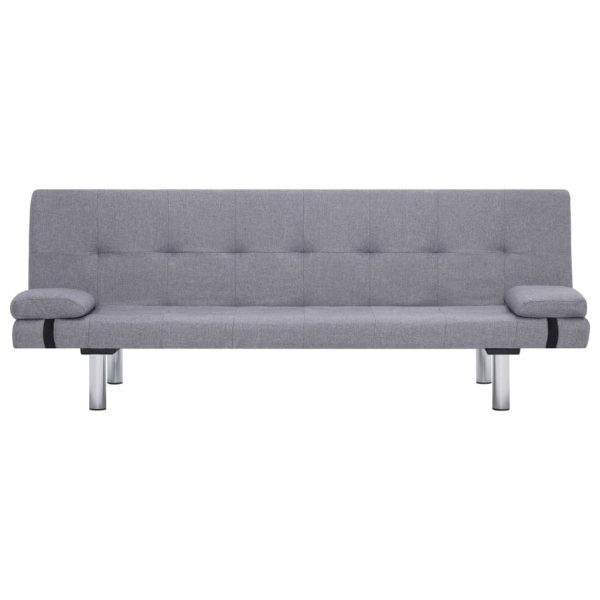 Sofá-cama com duas almofadas poliéster cinzento claro - Image 5