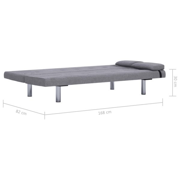 Sofá-cama com duas almofadas poliéster cinzento claro - Image 11