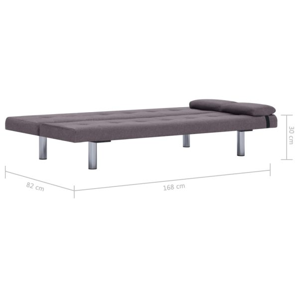 Sofá-cama com duas almofadas poliéster cinzento-acastanhado - Image 11