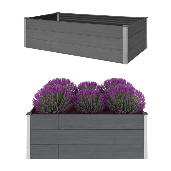 Canteiro elevado para jardim 200x100x54 cm WPC cinzento