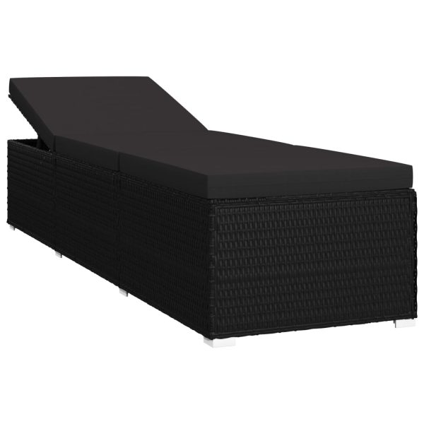 Espreguiçadeira com almofadão e mesa de centro vime PE preto - Image 4