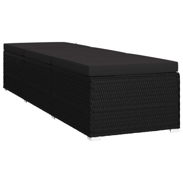 Espreguiçadeira com almofadão e mesa de centro vime PE preto - Image 5