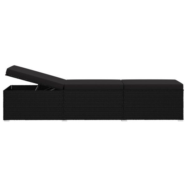Espreguiçadeira com almofadão e mesa de centro vime PE preto - Image 6