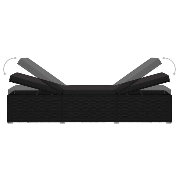 Espreguiçadeira com almofadão e mesa de centro vime PE preto - Image 7