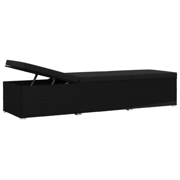 Espreguiçadeira com almofadão e mesa de centro vime PE preto - Image 8