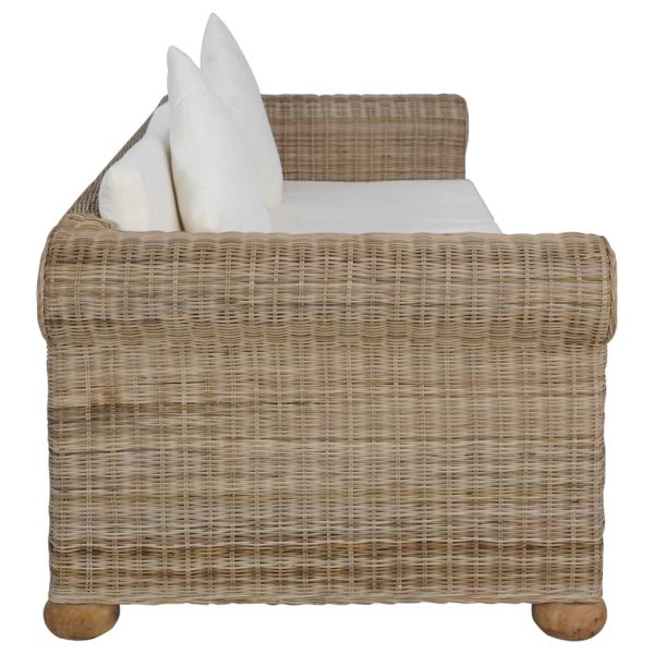2 pcs conjunto de sofás com almofadões vime natural - Image 11
