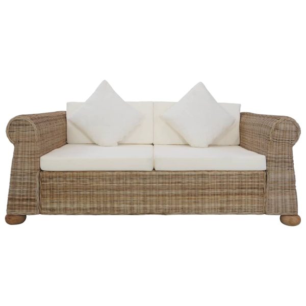 2 pcs conjunto de sofás com almofadões vime natural - Image 5