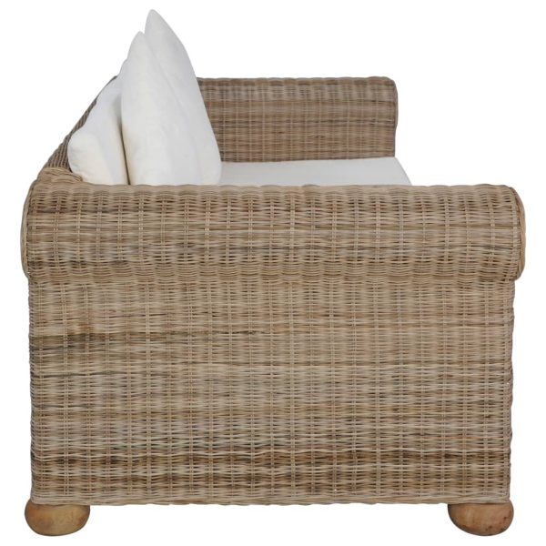 2 pcs conjunto de sofás com almofadões vime natural - Image 6
