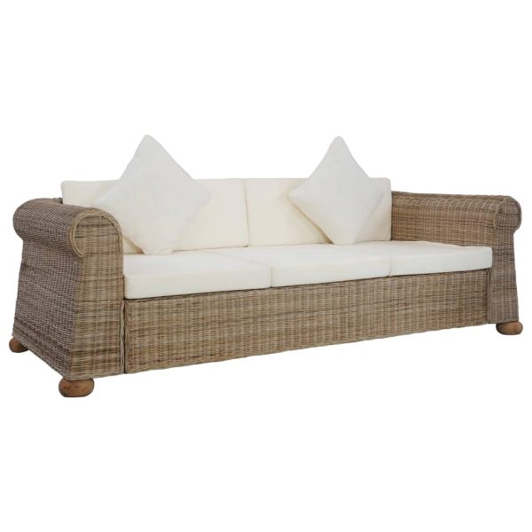 2 pcs conjunto de sofás com almofadões vime natural - Image 8