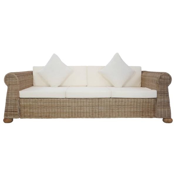 2 pcs conjunto de sofás com almofadões vime natural - Image 10