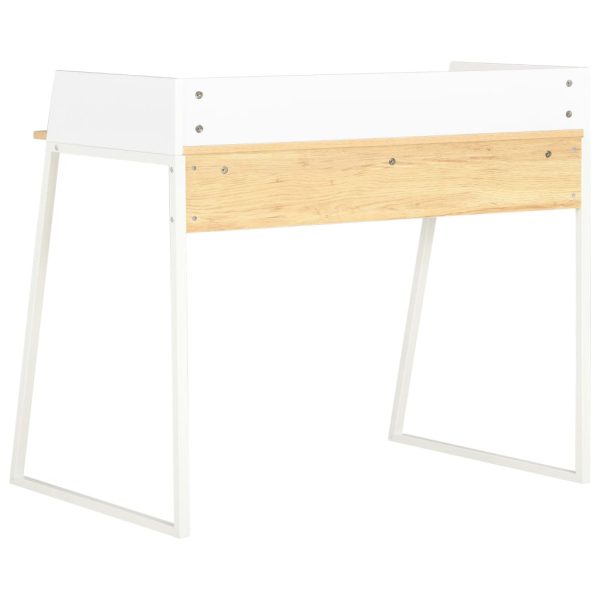 Secretária 90x60x88 cm branco e carvalho - Image 4