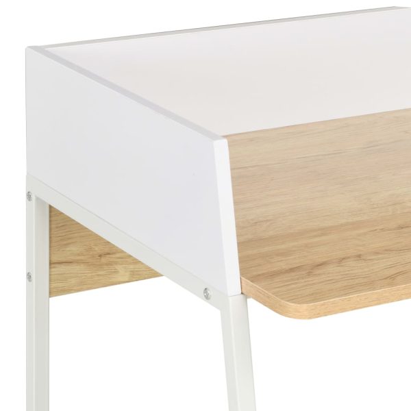 Secretária 90x60x88 cm branco e carvalho - Image 5