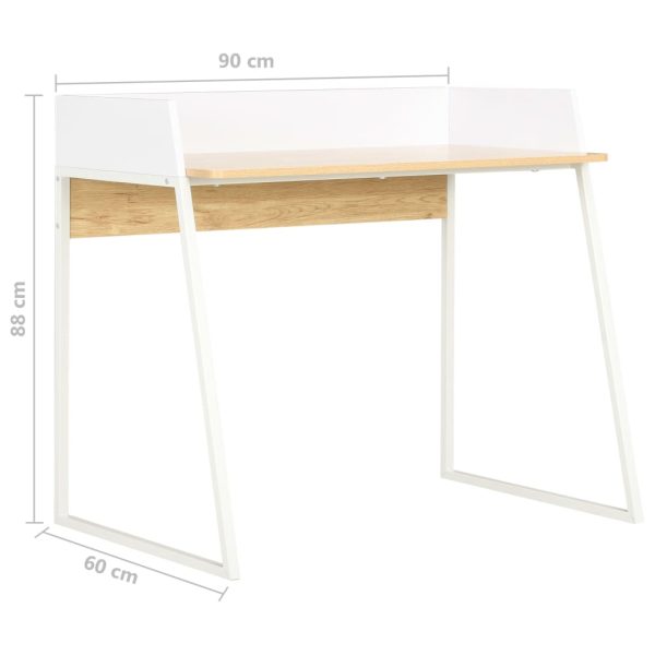 Secretária 90x60x88 cm branco e carvalho - Image 7