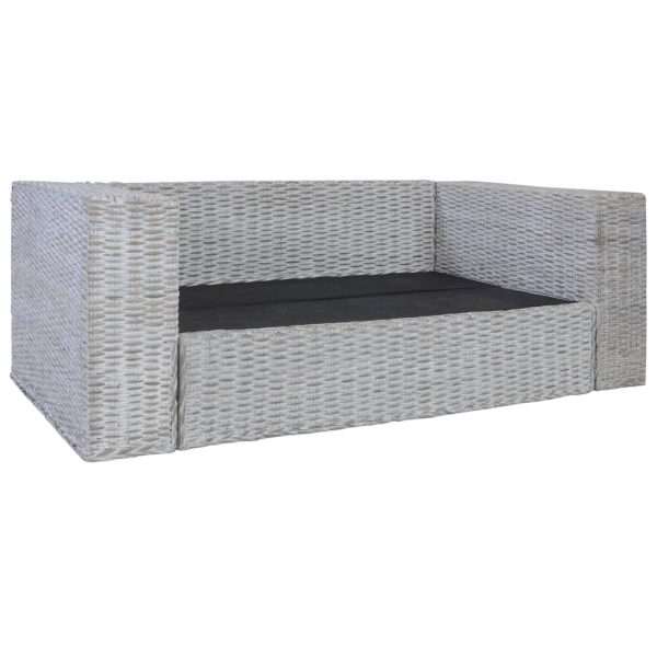 2 pcs conjunto de sofás com almofadões vime natural cinzento - Image 6