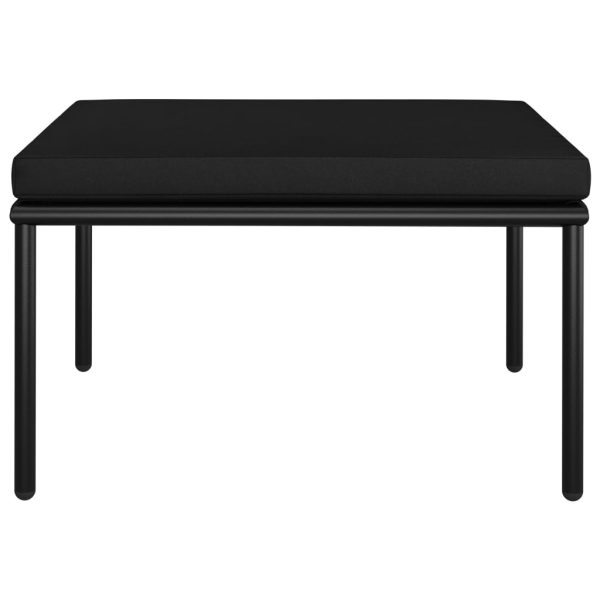 3 pcs conjunto lounge de jardim c/ almofadões PVC preto - Image 6