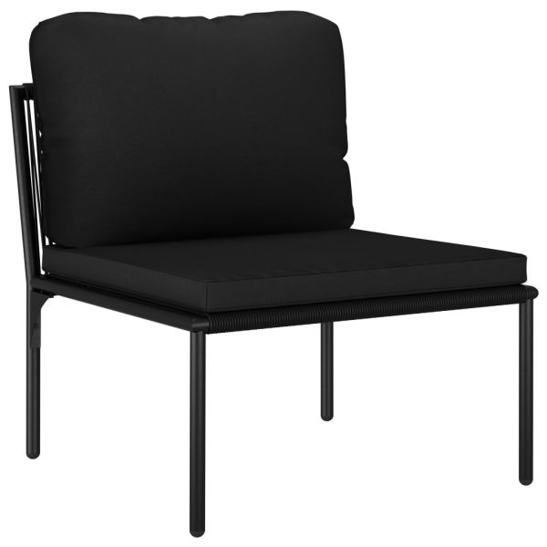 3 pcs conjunto lounge de jardim c/ almofadões PVC preto - Image 7