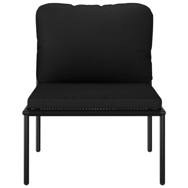 3 pcs conjunto lounge de jardim c/ almofadões PVC preto - Image 8