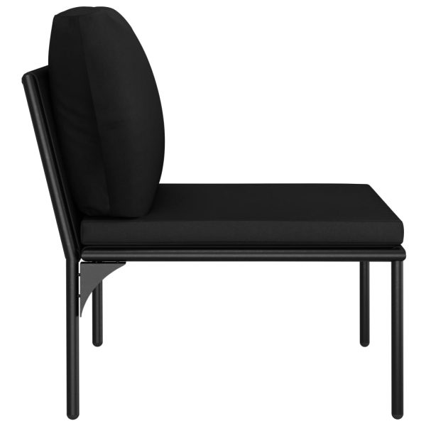 3 pcs conjunto lounge de jardim c/ almofadões PVC preto - Image 9
