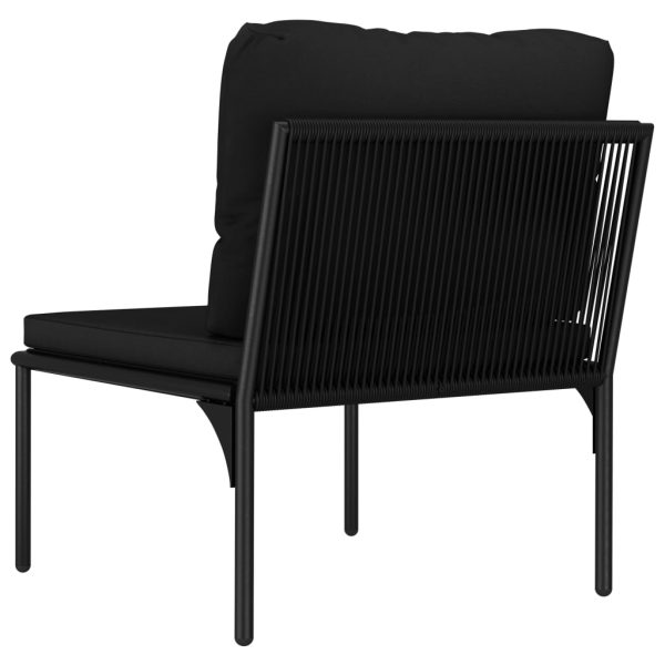 3 pcs conjunto lounge de jardim c/ almofadões PVC preto - Image 10