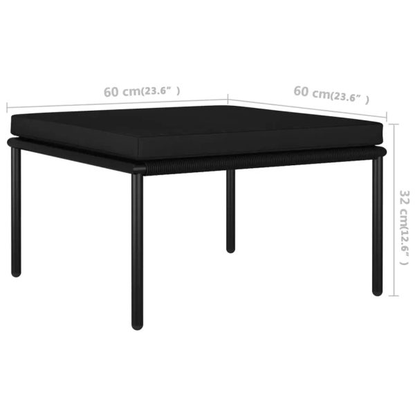 3 pcs conjunto lounge de jardim c/ almofadões PVC preto - Image 11