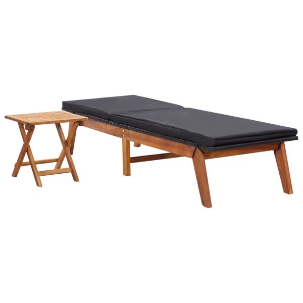 Espreguiçadeira com mesa vime PE e madeira acácia maciça - Image 2