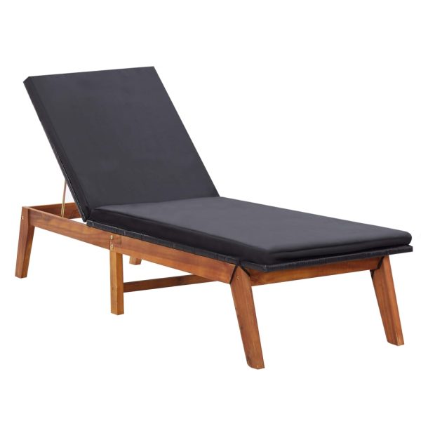 Espreguiçadeira com mesa vime PE e madeira acácia maciça - Image 3