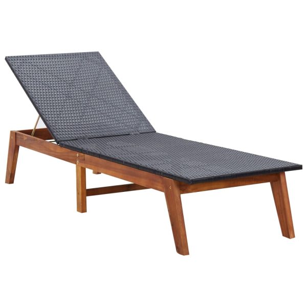 Espreguiçadeira com mesa vime PE e madeira acácia maciça - Image 4