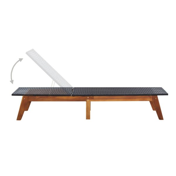 Espreguiçadeira com mesa vime PE e madeira acácia maciça - Image 5