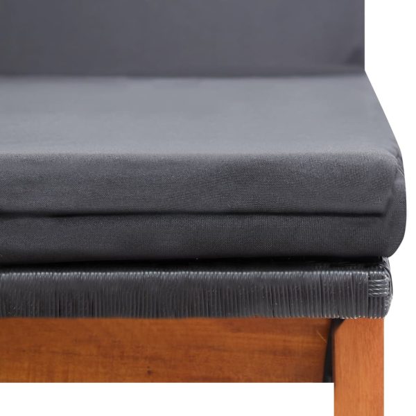 Espreguiçadeira com mesa vime PE e madeira acácia maciça - Image 6