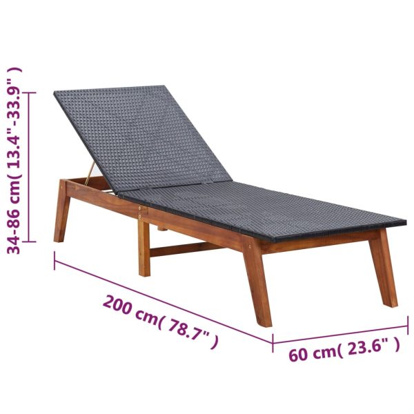 Espreguiçadeira com mesa vime PE e madeira acácia maciça - Image 10