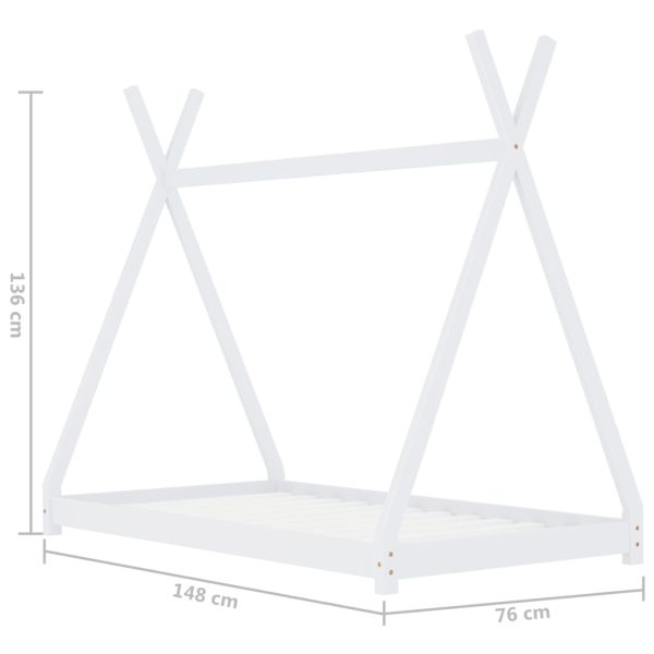 Estrutura de cama para crianças 70x140 cm pinho maciço branco - Image 7