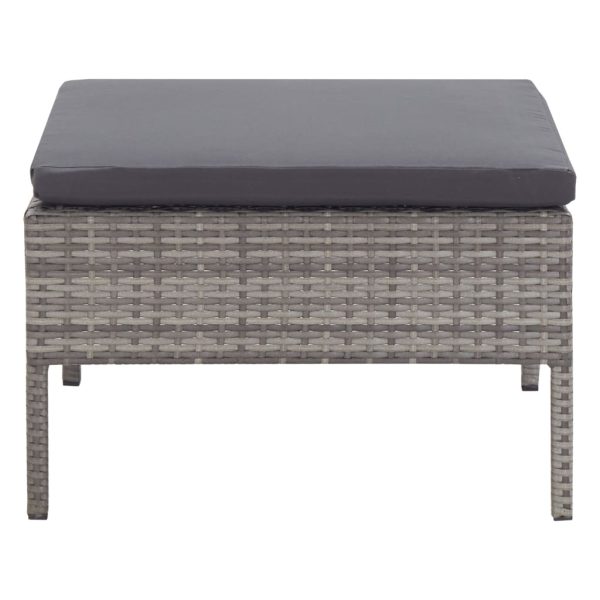 Conjunto lounge de jardim c/ almofadões 3 pcs vime PE cinzento - Image 11