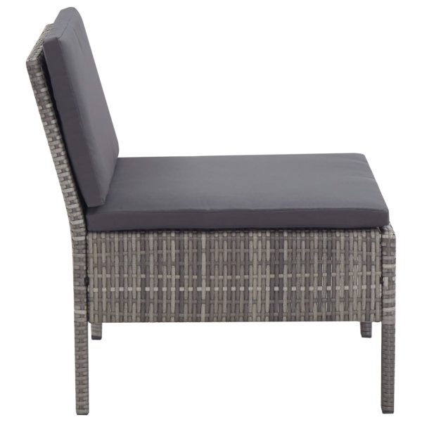 Conjunto lounge de jardim c/ almofadões 3 pcs vime PE cinzento - Image 8
