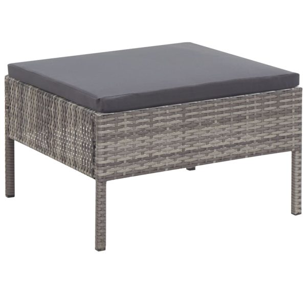Conjunto lounge de jardim c/ almofadões 3 pcs vime PE cinzento - Image 10