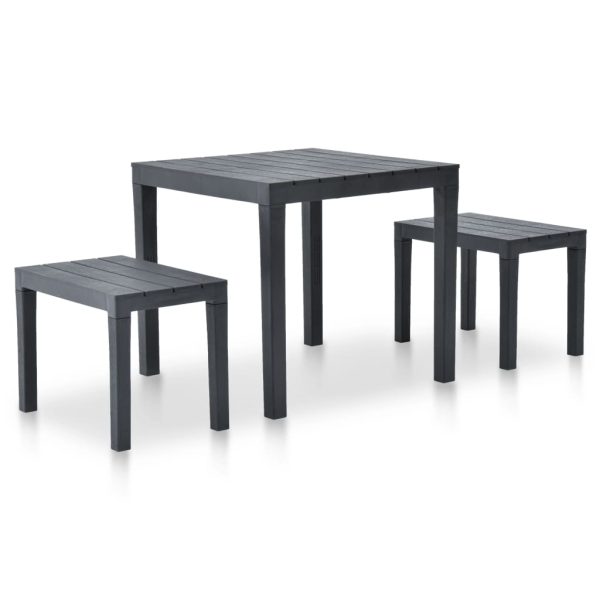 Mesa de jardim com 2 bancos plástico antracite