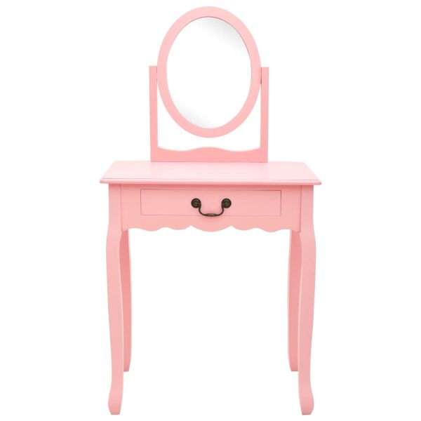 Toucador c/ banco 65x36x128 cm MDF e madeira de paulownia rosa - Image 2