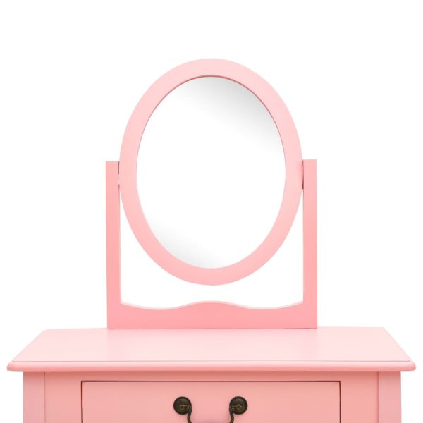 Toucador c/ banco 65x36x128 cm MDF e madeira de paulownia rosa - Image 6