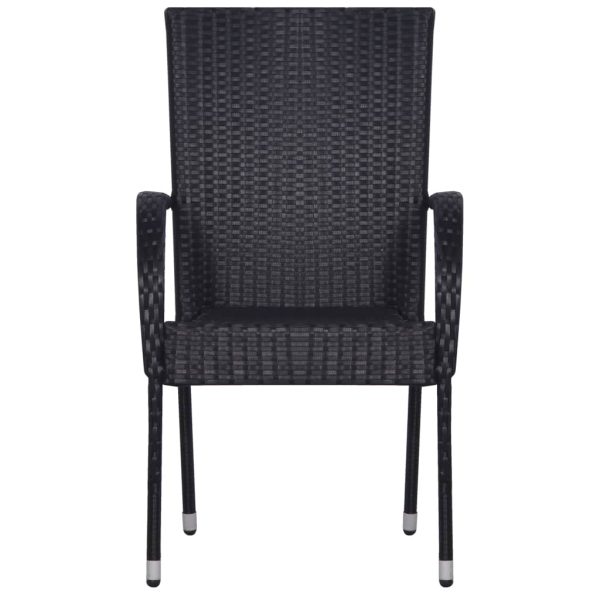 Cadeiras de exterior empilháveis 4 pcs vime PE preto - Image 3