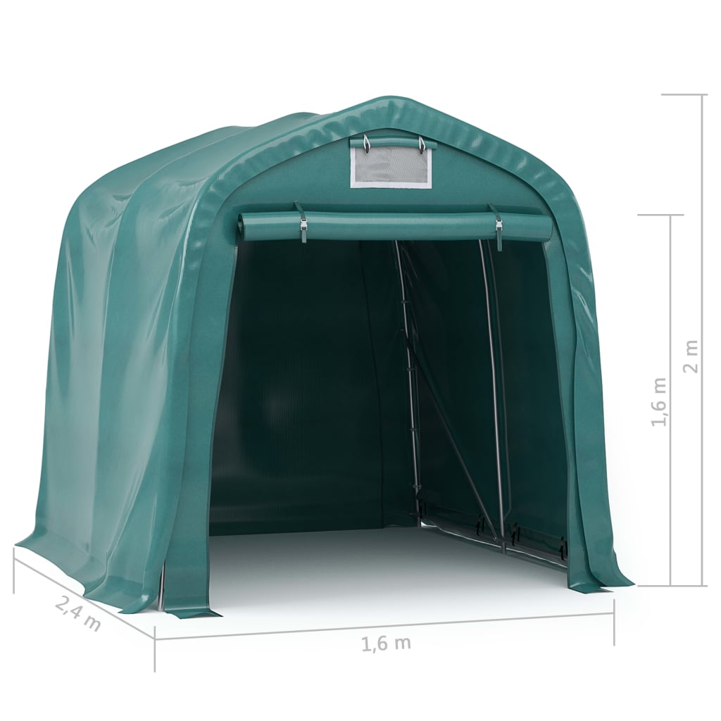 Tenda de garagem em PVC 1,6x2,4 m verde - Image 11