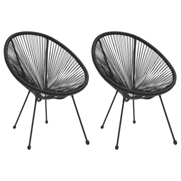 Cadeiras lua para jardim 2 pcs vime preto