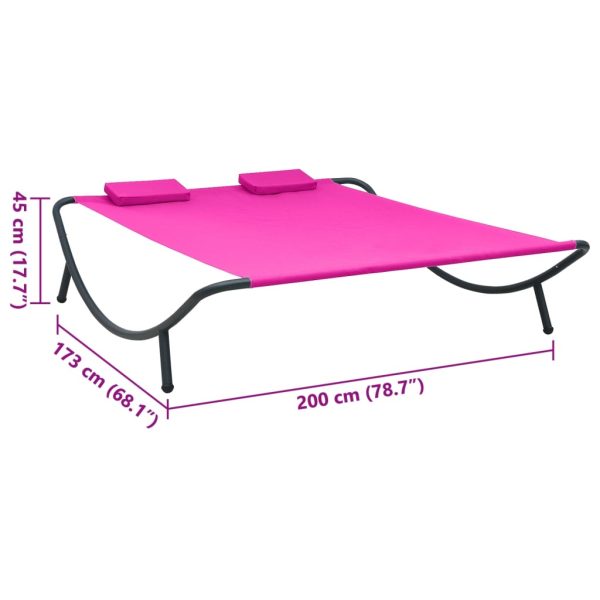 Espreguiçadeira de exterior em tecido cor-de-rosa - Image 7